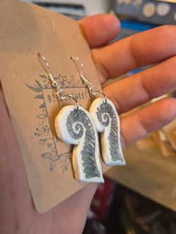 Handmade Clay Curly Fern earrings