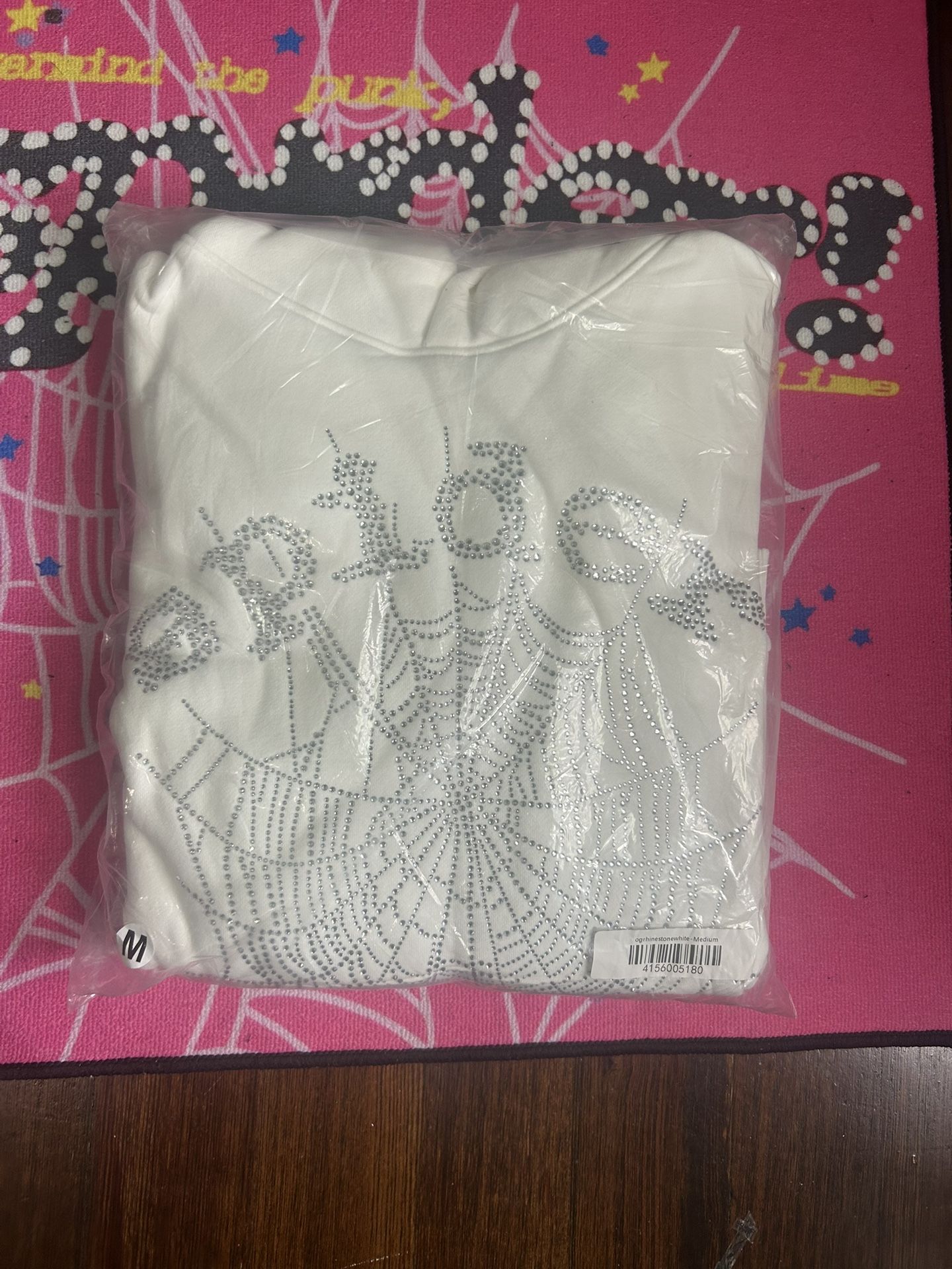 All white rhinestone, OG spider hoodie size medium