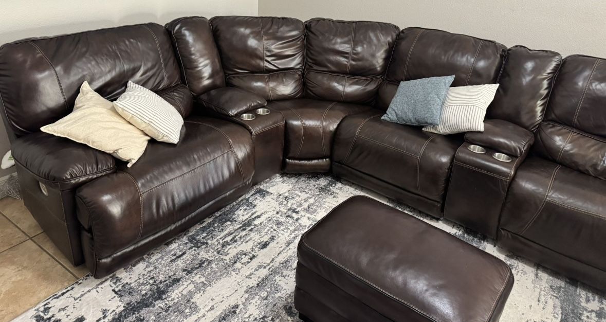Brown Leather Sectional Couch (Ashley Furniture) 