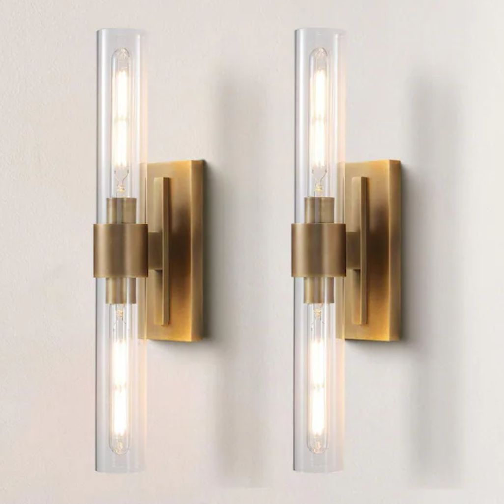24.8 in. 2-Light Antique Gold Wall Sconce, Vanity Light, Modern Wall Light for Living Room, Bathroom, Bedroom (Set of 2)