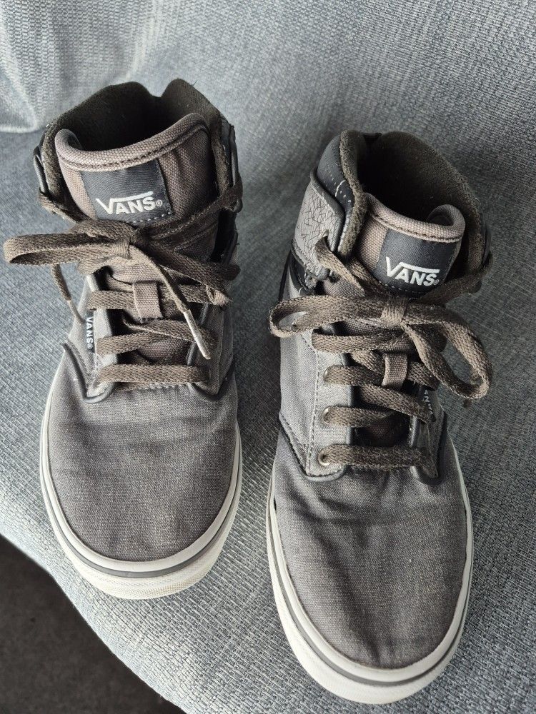 Vans Off The Wall, Gray Canvas High Top Skateboarding Sneakers