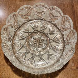 Antique American Brilliant Period Cut 8” Crystal Glass Bowl 3.5” Tall