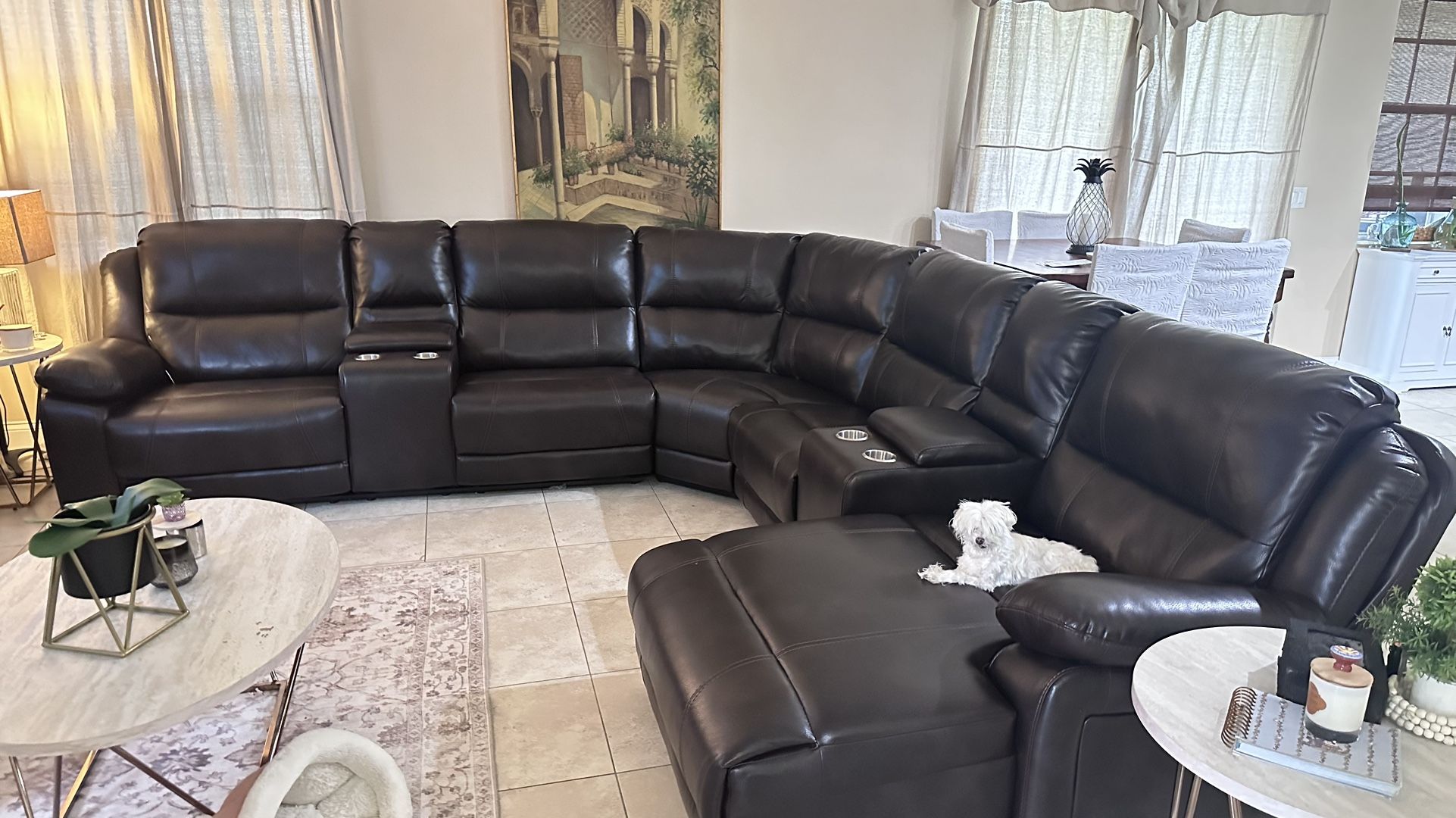 Brown Leather Sectional