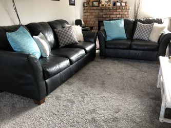 Black leather couch set