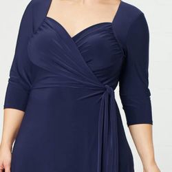 5X Kiyonna Plus Size Wrap Dress 5X 4x - Sweetheart Navy Retails $98