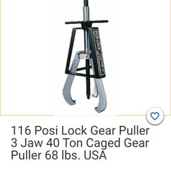 Posi Lock Gear Puller 3 Jaw 40 Ton , Made in USA