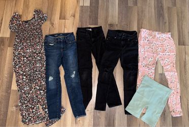 Girls’ Size 10–12 Clothing Bundle – Jeans, Romper, Pants & Shorts – 6 Pieces