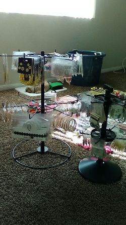 Two jewelry display stands with jewelry and accessories included $100
