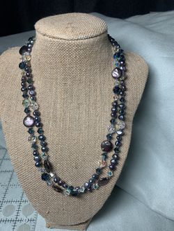 Pearls And Crystal Double Strand Necklace