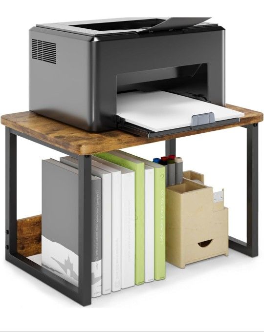 MARTY Printer Stand with Storage for Desk, Desktop Printer Stand Shelf Organzier for Home/Office Heavy Duty Printer Riser Under Desk Small Printer Tab
