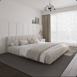 Chenille king size bed frame