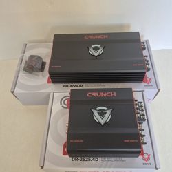 CRUNCH 3725 WATTS MONOBLOCK 1 OHM STABLE BUILT IN CROSSOVER WITH BASS CONTROL & 2525 WATTS 4 CHANNEL BUILT IN CROSSOVER CAR AMPLIFIER