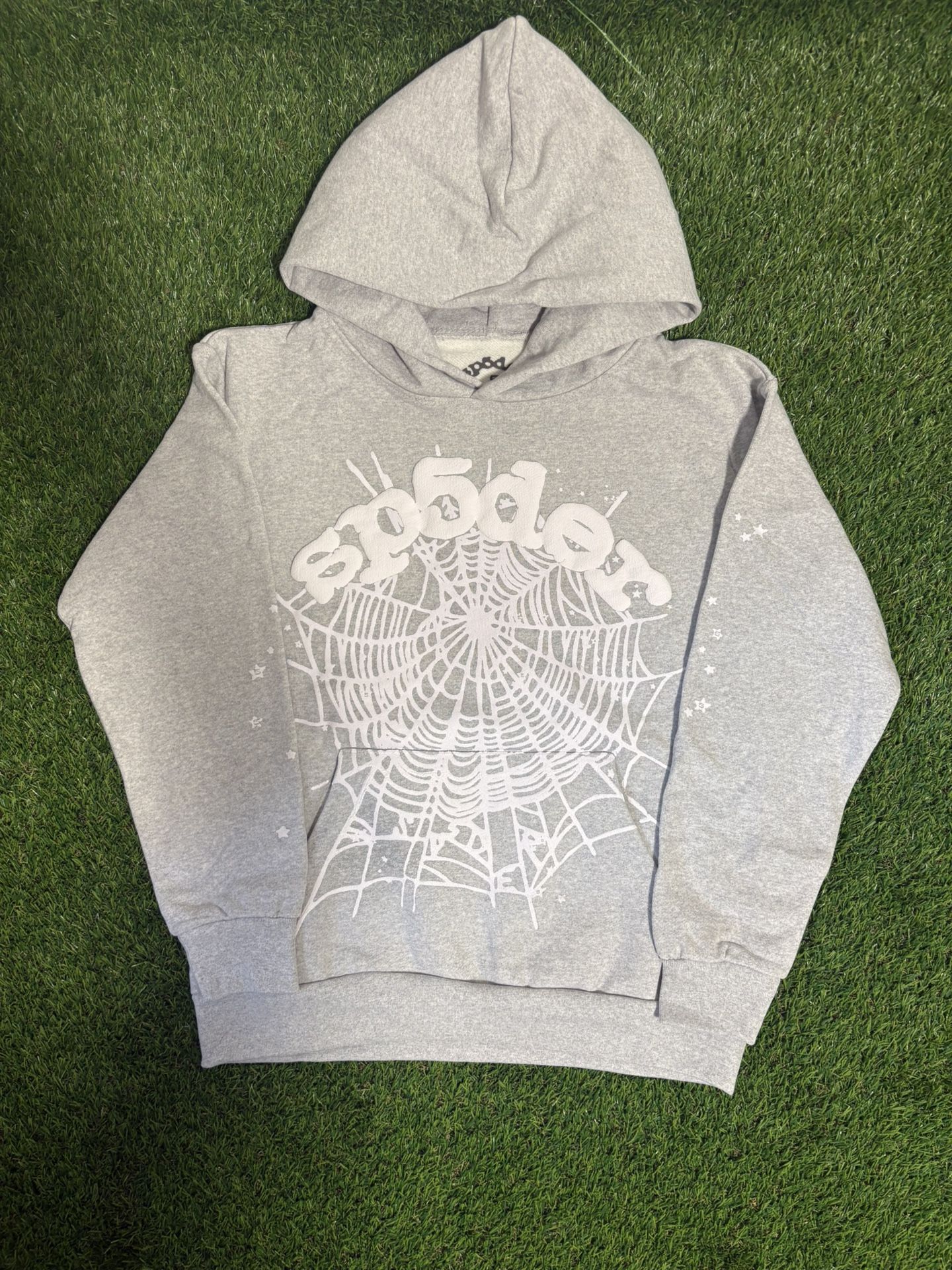 Grey&white Sp5der Hoodie 