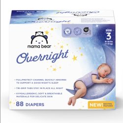 Mama Bear Overnight Baby Diapers With Leak Protection, Fragrance-Free, Size 3, 88 Count