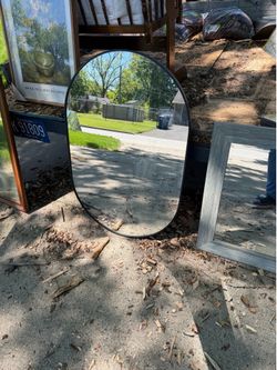 Hobby Lobby Oval Wall Mirror, Metal Frame, 24 by 36 inch, $20
