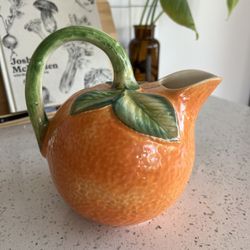 Vintage Orange Fruit Pitcher Ceramic