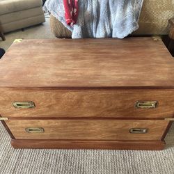 Solid Mahogany Campaign-Style Chest / Trunk with Brass Hardware 