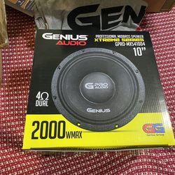 New 10” Genius Audio 2000w Max Power Midbass Midrange Dual Voice Coil Loud Speaker $165 Each 