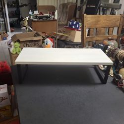 New Rectangular Wood & Metal Storage Or Display Platform Shelf, Great For Plants, Figurines,  Sports Memorabilia, Perfumes ETC Very Sturdy 19.5X8X5.5H