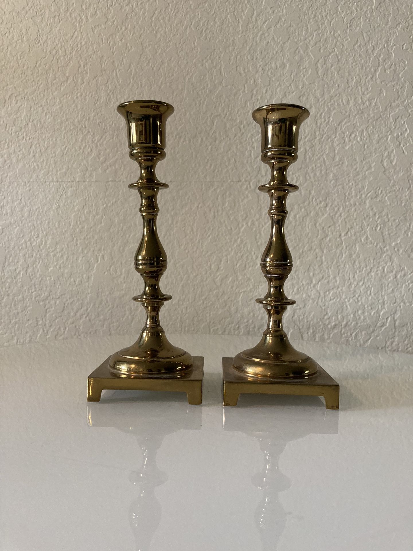 Solid Brass Candle Holders Square Base