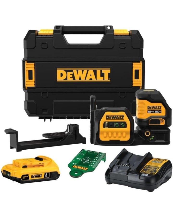 DEWALT 20V/12V MAX Laser Level Kit, Cross Line Laser, Green (DCLE34020G)