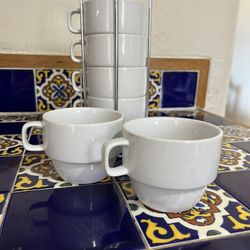 Brand New Cappuccino Mugs And Holder