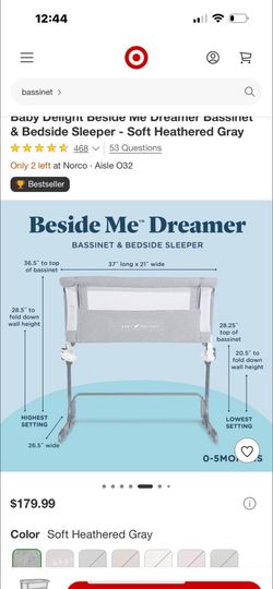 Baby  Delight Beside Me Dreamer Bassinet & Bedside Sleeper - Soft Heathered Gray