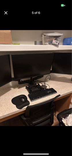 3 monitors and mounting stand