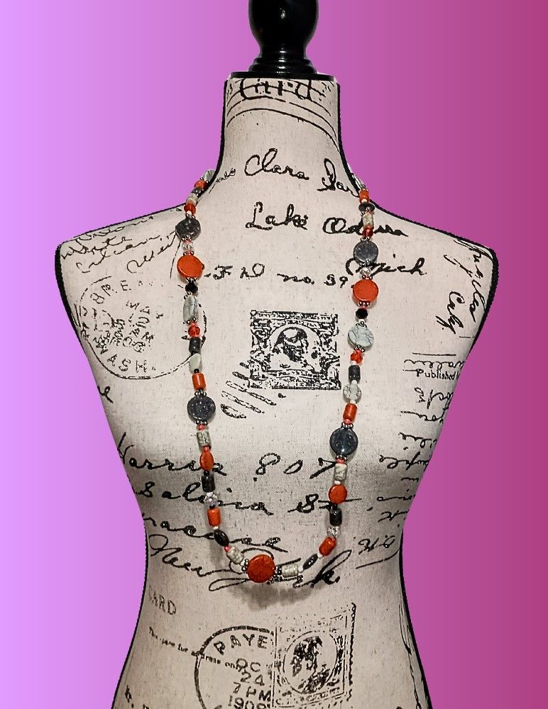 Long Beaded Necklace Choker Workwear Fall Autumn Colors