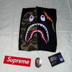 Bape A Bathing Ape 1st Camo Sleeve Shark Hoodie (RARE‼️)
