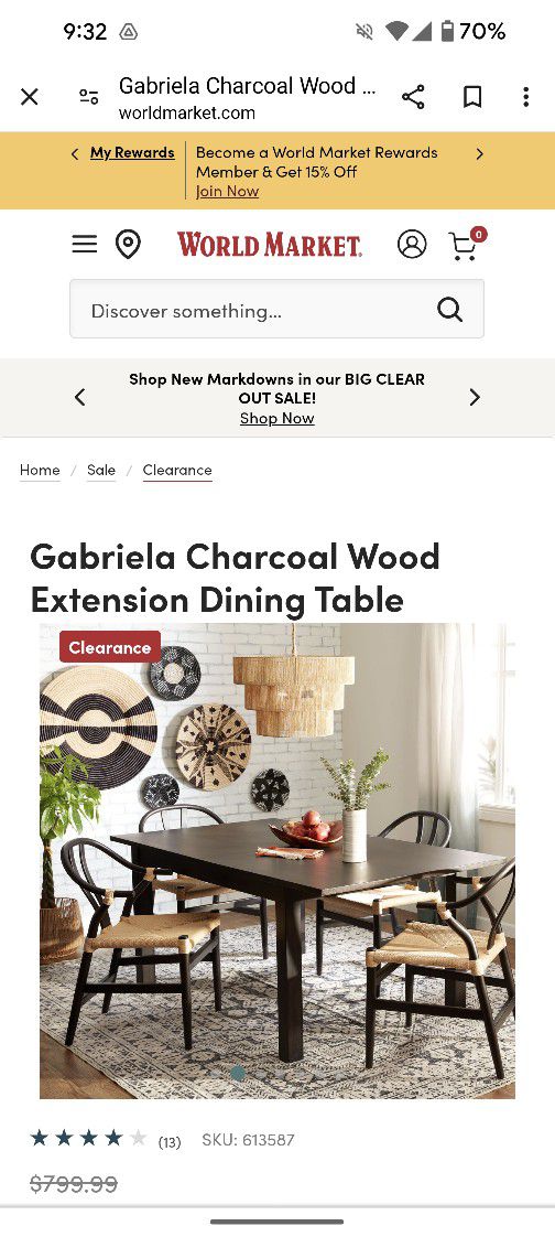 World Market Extension Dining Table  "Gabriela"