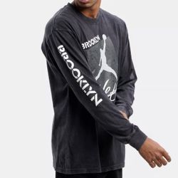 Nike Brooklyn Nets Jordan NBA Long Sleeve Pullover Men’s Sz S New!! Faded Black