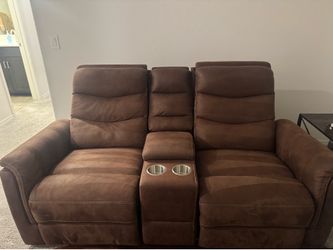 Brown microfiber reclining loveseat