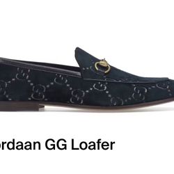Gucci Jordaan GG Loafer Blue Velvet 430088 9TI90 4286 Size 7.5
