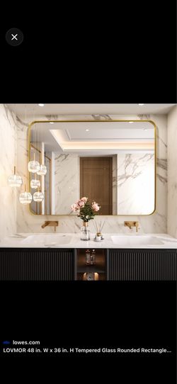 NEW 48”x36” Gold Rounded Rectangle Bathroom Vanity Mirror
