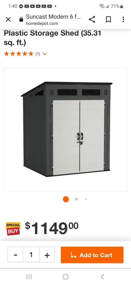 Suncast Storage Shed 6x5 $750