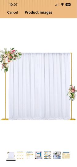 10x10FT Backdrop Stand Heavy Duty Pipe and Drape Kit Adjustable Gold Metal Backdrop Stand Adjustable for Photography Photo Booth Background Wedding Bi