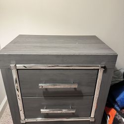 Modern Gray Nightstand w/ Storage
