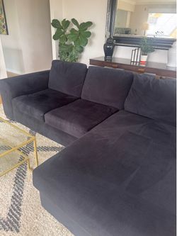 Black Suede Couch 9 1/2 feet