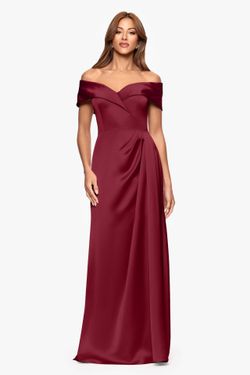 XScape "DALIAH" SATIN OFF THE SHOULDER FLOOR LENGTH DRESS