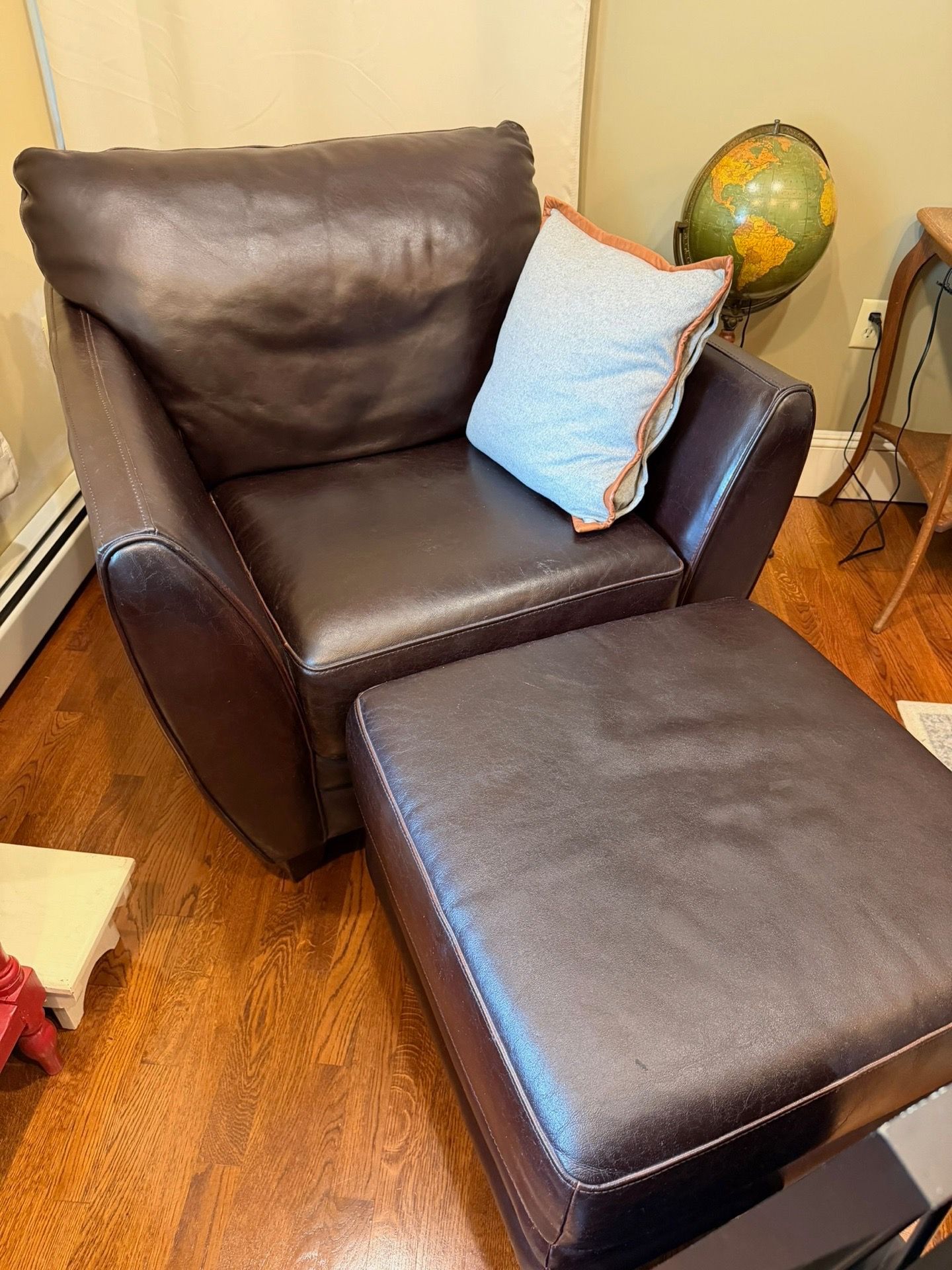 Leather Chair and Ottoman Chair 33.5w x 38d Ottoman 24.5 x 18h