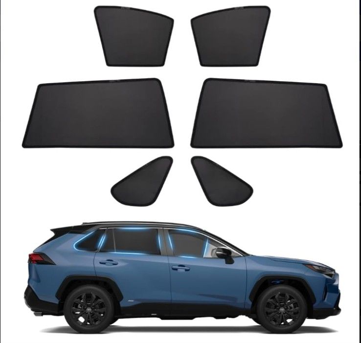 Custom Fit Side Window Sunshades for Toyota RAV4 (2019–2024) – Powerty 6-Piece Set !!!!