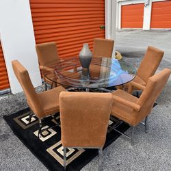 Comedor De Vidrio Con 6 Sillas . 