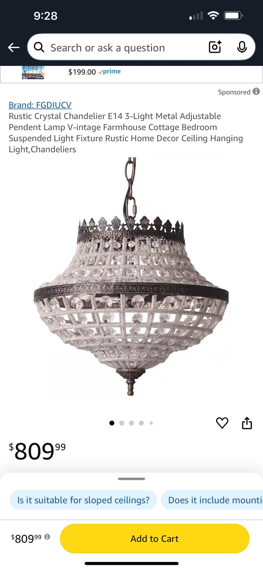 Two Rustic Crystal Chandeliers