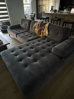 Gray Tufted Sectional Sofa