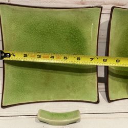 Sushi Plate Set - Green Ceramic