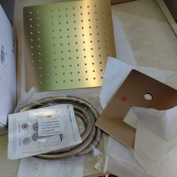 Bwe Single Handle Shower Faucet Trim Set With Handsprayer And Valve In Brushed Gold