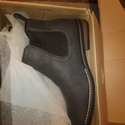 Dark Blue Mid High Boots  Leather