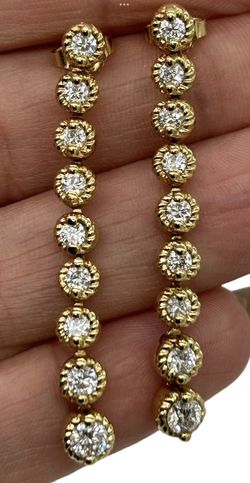 Roberto Coin 18k Gold Cento Diamond Drop Earrings 1.59tcw 1.5" Ruby Accent