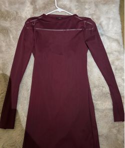 Forever 21 Burgundy Long Sleeve Bodycon Dress